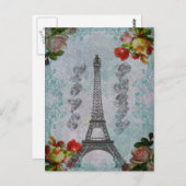 美しいヴィンテージラブパリエッフェルタワー ポストカード (正面/裏面)