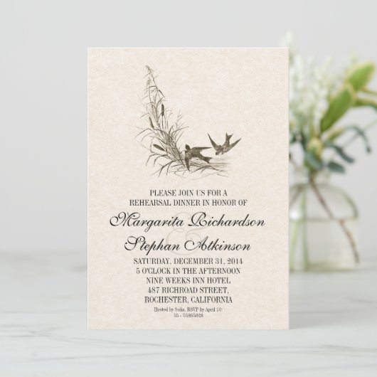 美しいヴィンテージリハーサル夕食招待状 招待状 (スタンド正面)