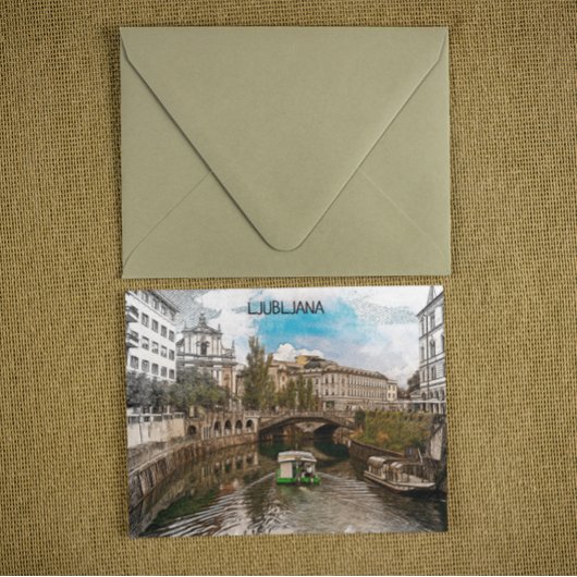 美しいヴィンテージリュブリャナスロヴェニアパノラマビュー ポストカード