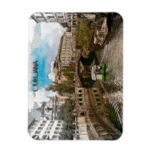 美しいヴィンテージリュブリャナスロヴェニアパノラマビュー マグネット (縦)