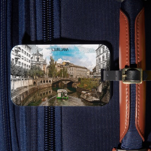 美しいヴィンテージリュブリャナスロヴェニアパノラマビュー ラゲッジタグ (正面インサイチュ4)