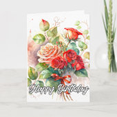 美しいヴィンテージレッドローゼス カード (正面)