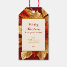 美しいヴィンテージレッド金ゴールドポインセティアスクリスマス