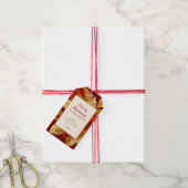 美しいヴィンテージレッド金ゴールドポインセティアスクリスマス ギフトタグ (より糸付き)