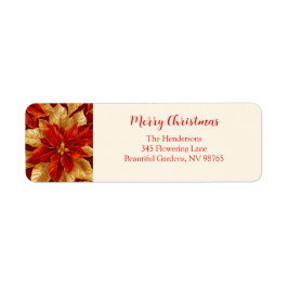 美しいヴィンテージレッド金ゴールドポインセティアスクリスマス ラベル