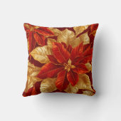 美しいヴィンテージレッド金ゴールドポインセティアス クッション (裏面)