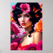 美しいヴィンテージレディーインレッド ポスター (正面)