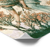 美しいヴィンテージレディーピッキング花のスクリプト文字 ポスター (角)