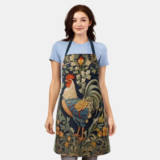 美しいヴィンテージロスターウィリアムインスパイアモリス エプロン (着用した状態)