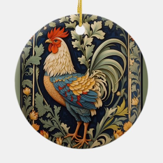 美しいヴィンテージロスターウィリアムインスパイアモリス セラミックオーナメント (裏面)