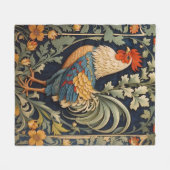 美しいヴィンテージロスターウィリアムインスパイアモリス フリースブランケット (正面(横))