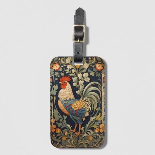 美しいヴィンテージロスターウィリアムインスパイアモリス ラゲッジタグ (正面縦)