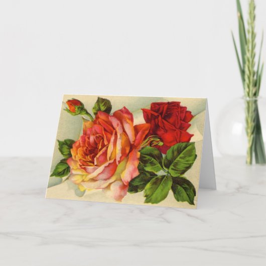 美しいヴィンテージローズブーケ カード (正面)