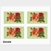 美しいヴィンテージローズブーケ 長方形シール (シート)