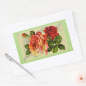 美しいヴィンテージローズブーケ 長方形シール (封筒)