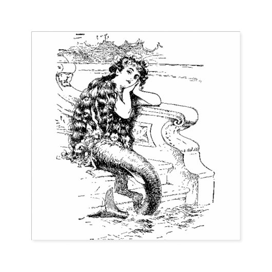 美しいヴィンテージ人魚 ラバースタンプ (インプリント)