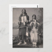 美しいヴィンテージ先住民アメリカポートレート ポストカード (正面/裏面)