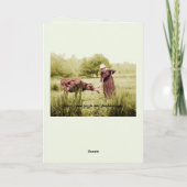 美しいヴィンテージ写真1910年の女性食べ物を与えの牛 カード (裏面)