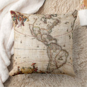 美しいヴィンテージ北アメリカ地図アート クッション (ブランケット)