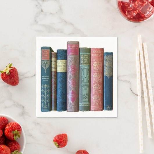 美しいヴィンテージ古い本、本の棘 スタンダードカクテルナプキン (インサイチュ)