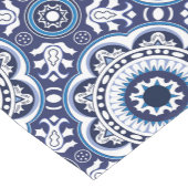 💙🤍美しいヴィンテージ地中海のアズレホス ショートテーブルランナー (コーナー)