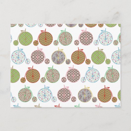 美しいヴィンテージ大型の前輪自転車 ポストカード (正面)