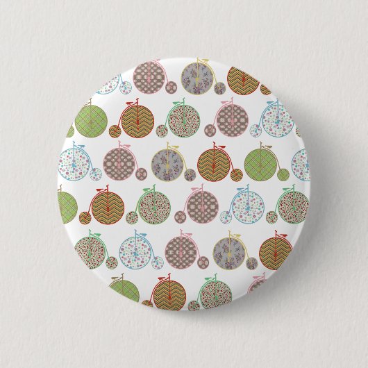 美しいヴィンテージ大型の前輪自転車 缶バッジ (正面)