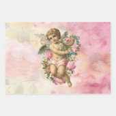 美しいヴィンテージ天使と花 ラッピングペーパーシート (正面)