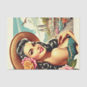 美しいヴィンテージ女性イラストレーション 薄葉紙 (正面)