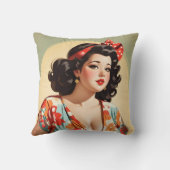 美しいヴィンテージ女性レトロピンアップ クッション (裏面)