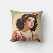美しいヴィンテージ女性レトロピンアップ クッション (正面)