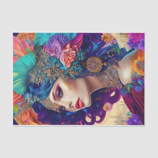 美しいヴィンテージ女性切り離し10lbティッシュペーパー 薄葉紙 (正面)