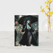 美しいヴィンテージ女性致命的な女性すべての行事 カード (黄色い花)