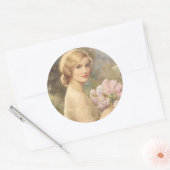 美しいヴィンテージ女性花束を持つ ラウンドシール (封筒)