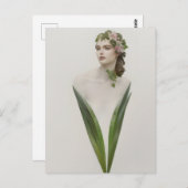 美しいヴィンテージ女性花葉書 ポストカード (正面/裏面)