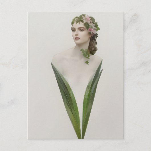 美しいヴィンテージ女性花葉書 ポストカード (正面)