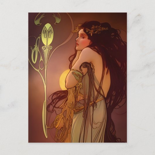 美しいヴィンテージ女性葉書 ポストカード (正面)