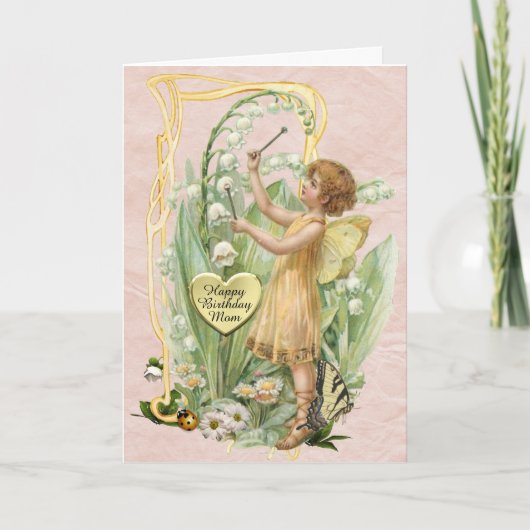 美しいヴィンテージ妖精の誕生日カードのための母親 カード (正面)