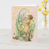 美しいヴィンテージ妖精の誕生日カードのための母親 カード (黄色い花)