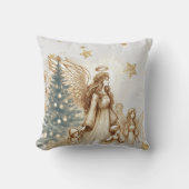 美しいヴィンテージ守護天使と子ども クッション (正面)
