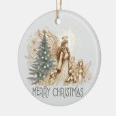 美しいヴィンテージ守護天使と子ども セラミックオーナメント (左)