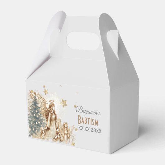 美しいヴィンテージ守護天使と子ども フェイバーボックス (正面サイド)