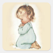 美しいヴィンテージ小さな女の子祈ズロザリオ スクエアシール (正面)