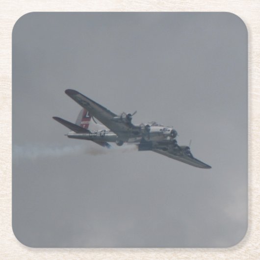 美しいヴィンテージ戦時の航空機コースターセット スクエアペーパーコースター (正面)