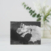 美しいヴィンテージ新郎新婦はがき ポストカード (スタンド正面)