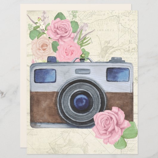 美しいヴィンテージ旅行カメラスクラップブック作り (正面/裏面)