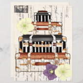 美しいヴィンテージ旅行スーツケーススクラップブック作り (正面/裏面)