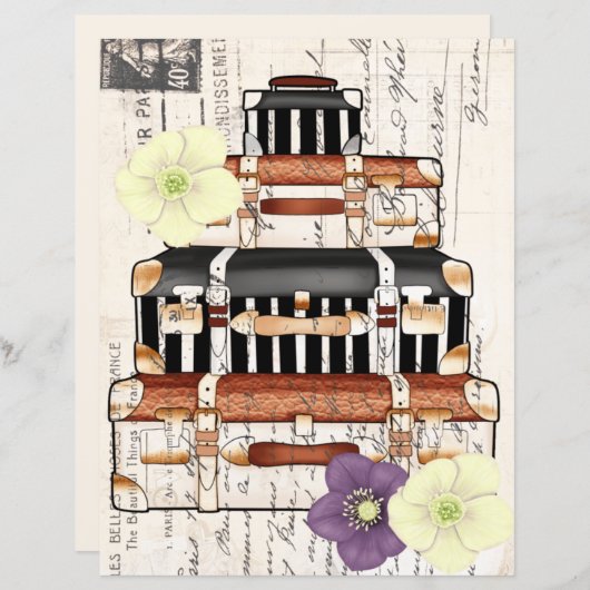 美しいヴィンテージ旅行スーツケーススクラップブック作り (正面/裏面)