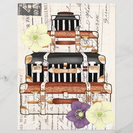 美しいヴィンテージ旅行スーツケーススクラップブック作り (正面)