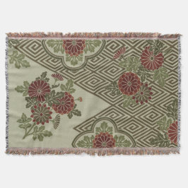 美しいヴィンテージ日本のフローラ スローブランケット